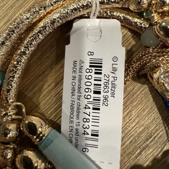 Lilly Pulitzer Gold Bead Tassel Charms 3 PC Set Bracelets NEW in Gift Bag - Picture 7 of 7
